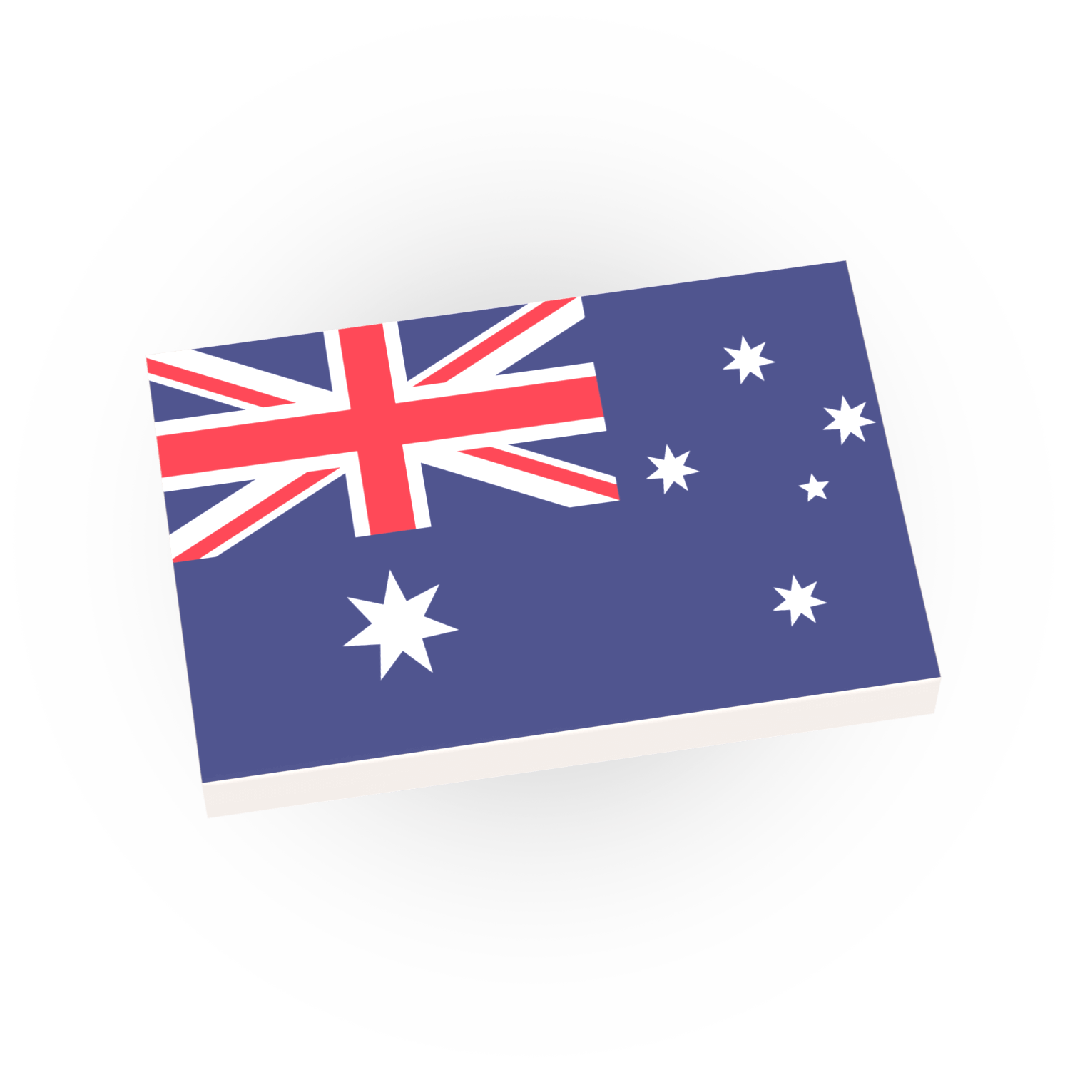 Custom printed Australia country flag on a white LEGO tile